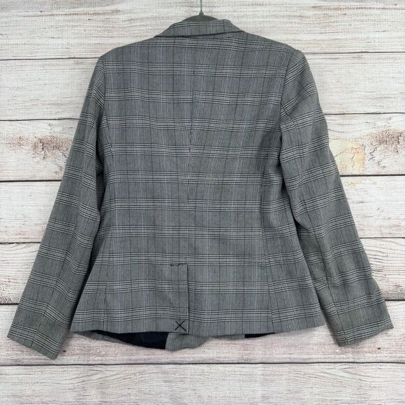 Premise One Button Blazer Jacket Women's‎ Size 4 Black/White Plaid - Picture 2 of 12